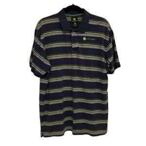 John Deere Men's Large Collared Striped Button-Up Pullover Shirt